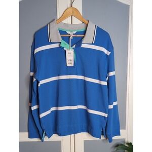 NWT Next Generation Blue Striped Rugby Polo Shirt Size Large